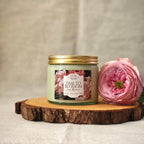 Time To Blossom candle in clear glass jar and gold lid