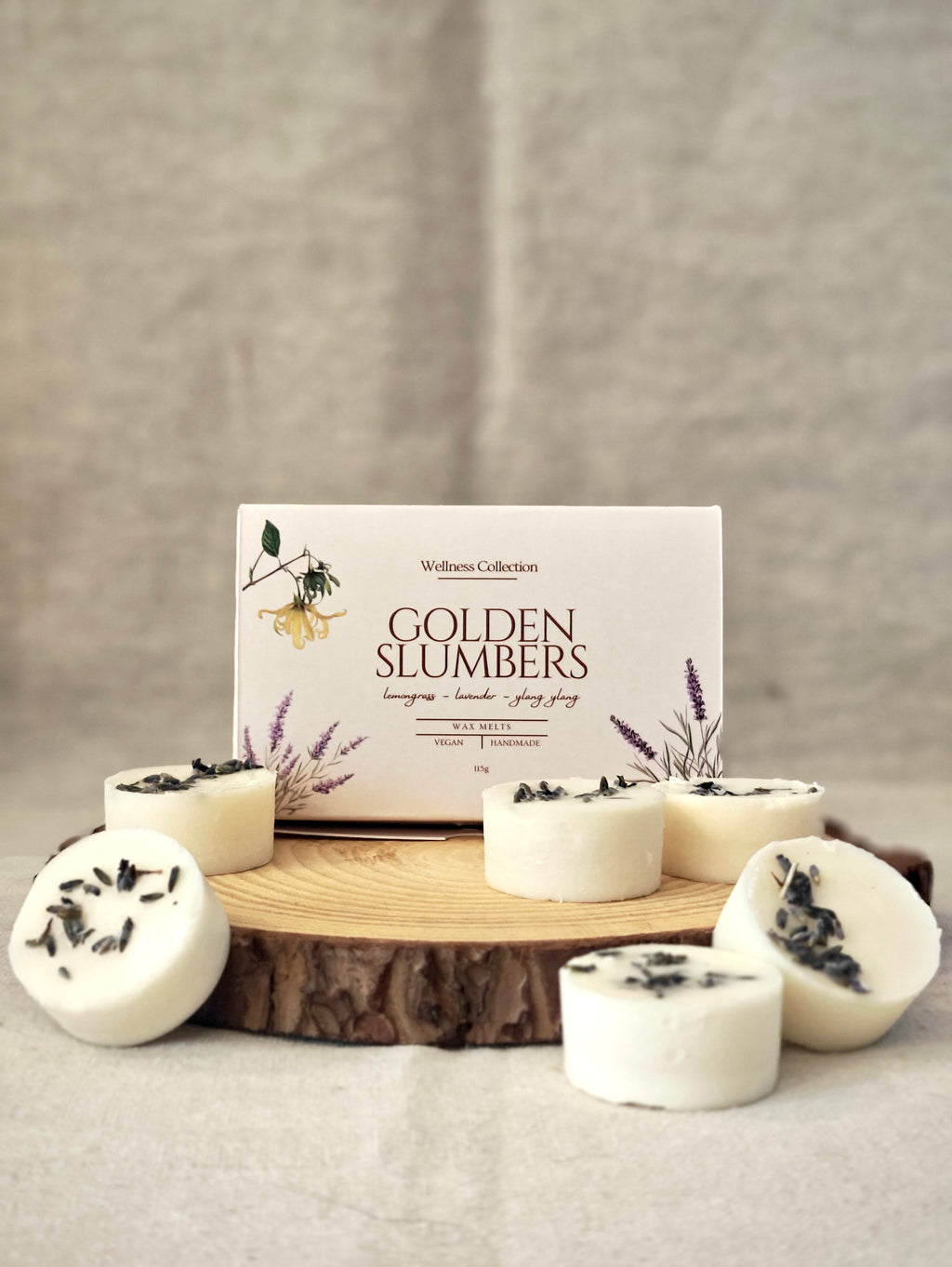 Golden Slumbers lavender and lemongrass aromatherapy wax melts