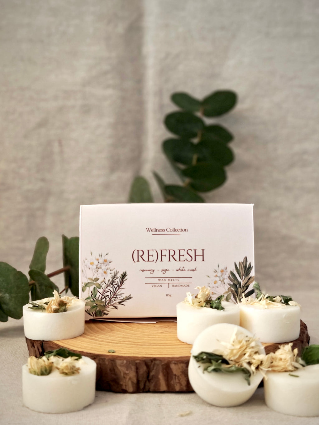 Handmade rosemary and sage wax melts for wellness rituals